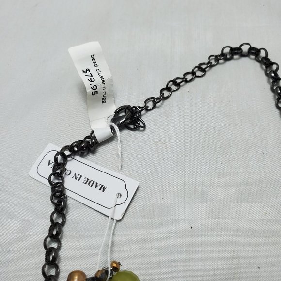 Coldwater Creek coral statement neck with gunmetal chain - Picture 3 of 7